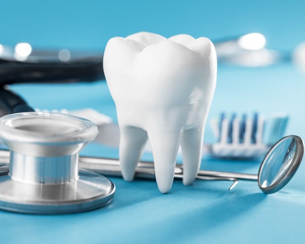 Dentist examining a patient's teeth
