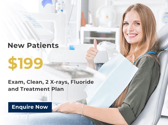 comprehensive dental exam and teeth scale clean banner hoppers crossing